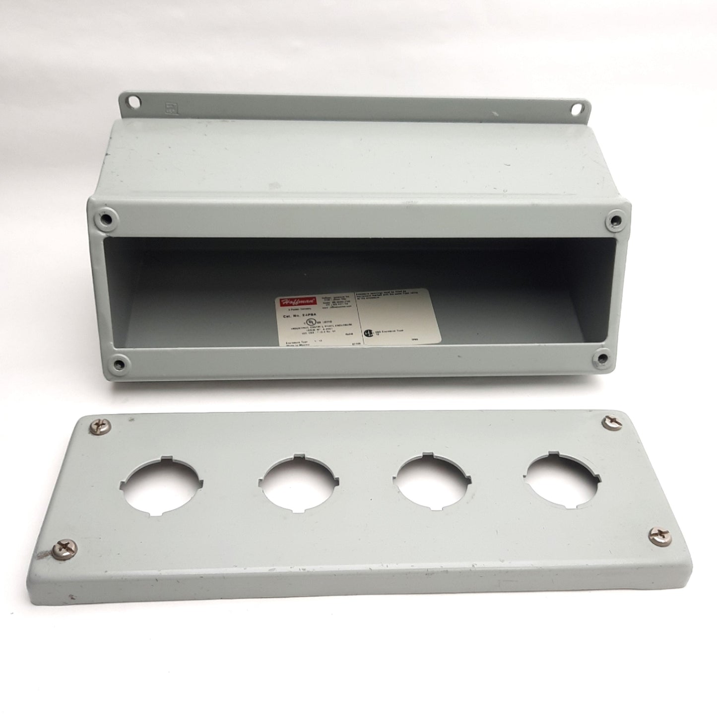 Used Nvent Hoffman E4PBA Pushbutton Enclosure For 30.5mm Switches, 10" x 3.5" x 4.88"