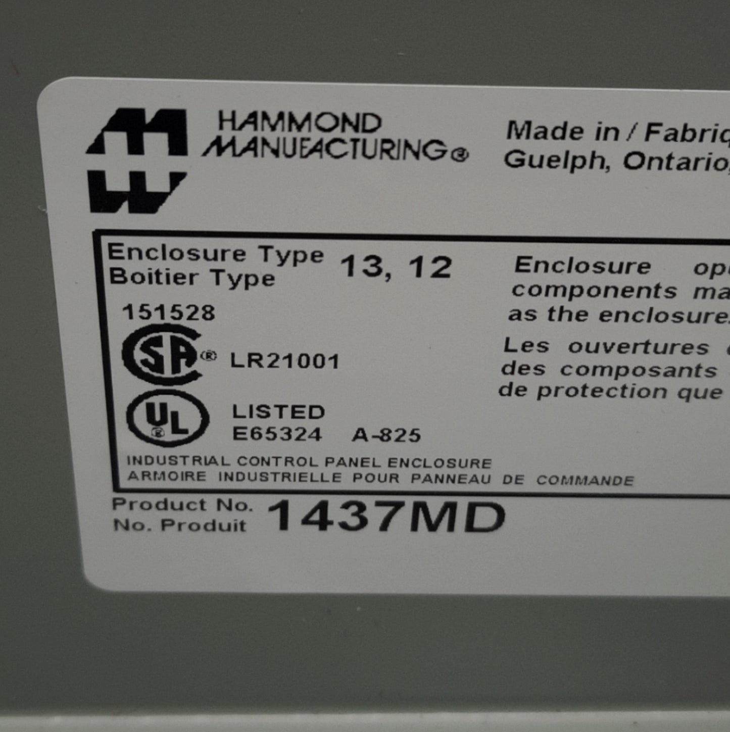 Used Hammond MFG 1437MD Pushbutton Enclosure For 22.5mm Switches, 10" x 4.75" x 4"