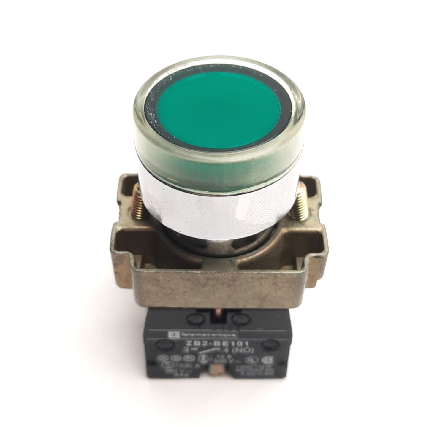 Used Schneider Electric Telemecanique ZB2BW33C Green Pushbutton W/ ZB2-BE101 Contact