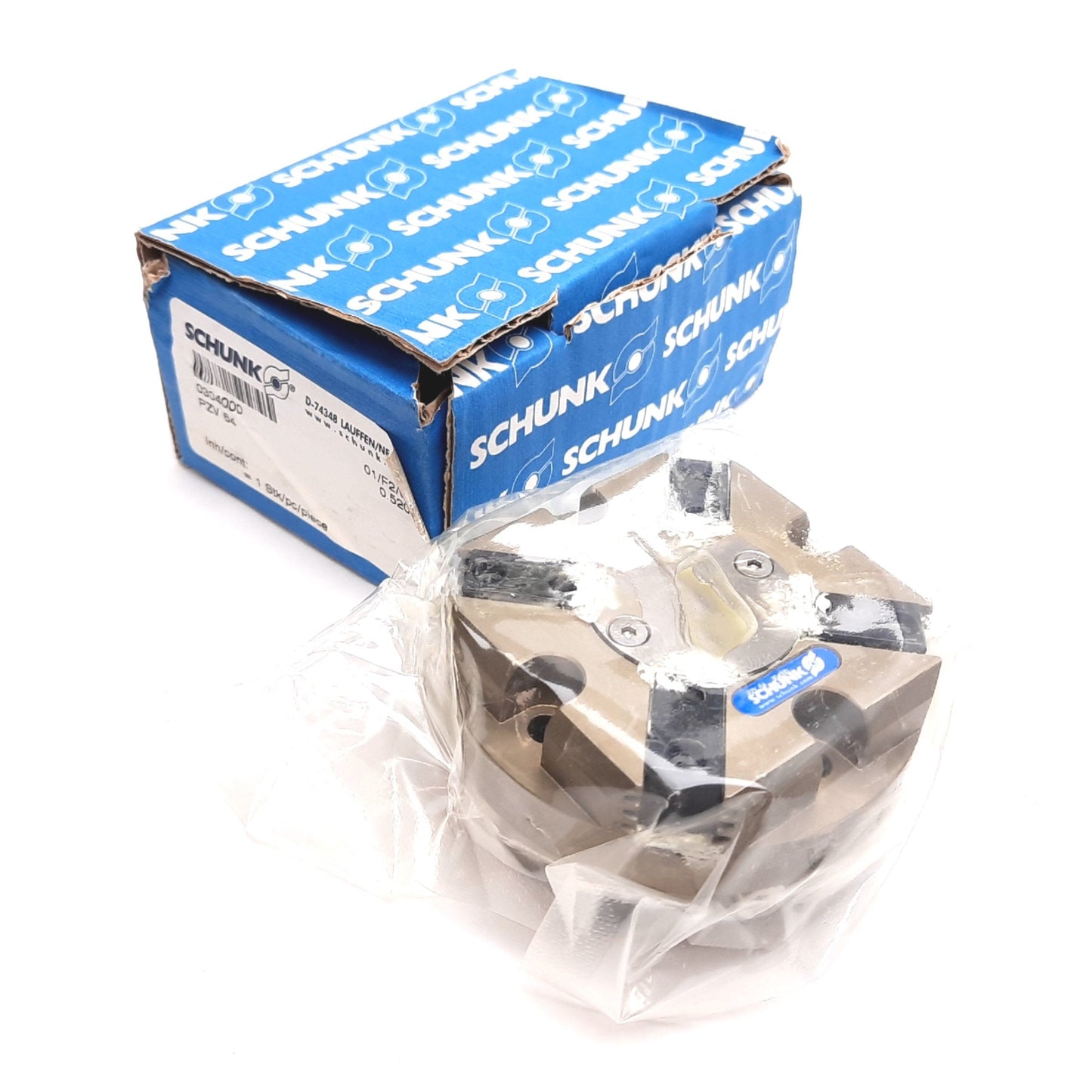 New Schunk PZV 64 Centric Gripper, 4-Finger, 4mm per Finger, 8bar, M5x0.8