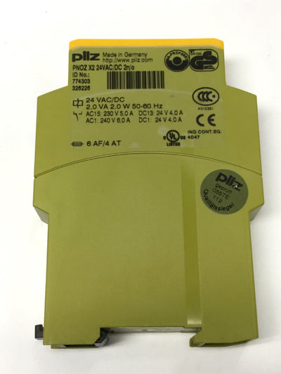 Used Pilz PNOZ X2 774303 E-STOP Relay Safety Gate Monitor Module 24VAC/DC 2N/O, 6A