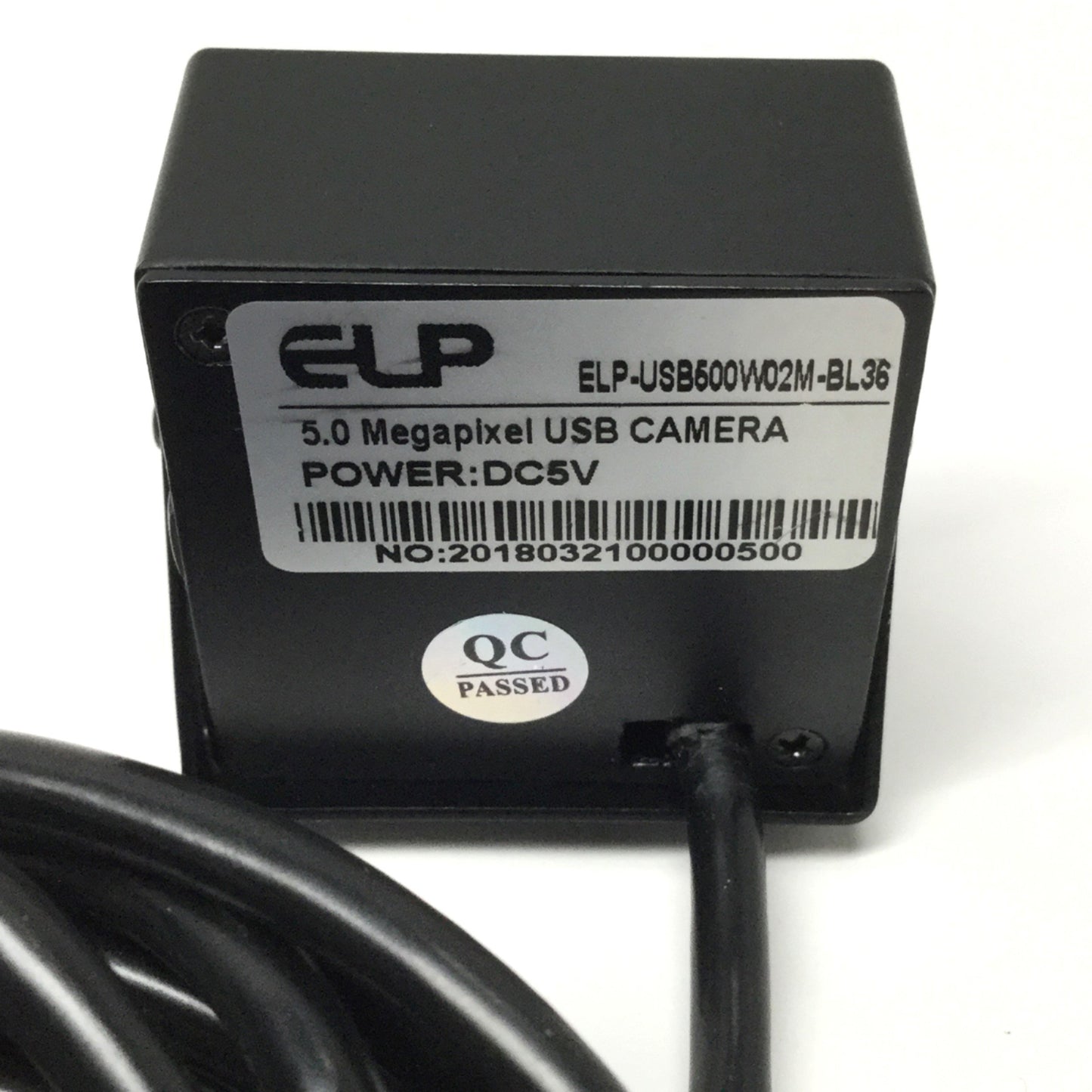 Used ELP USB500W02M-BL36 Machine Vision USB Camera 5.0 Megapixel CMOS w/3.6mm Lens