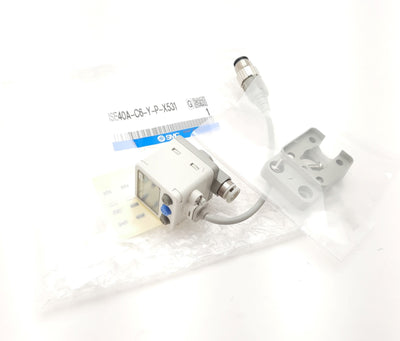 New SMC ISE40A-C6-Y-P-X531 Pressure Switch 12-24VDC 45mA, -14.5-145PSI PNP M12 4 Pin