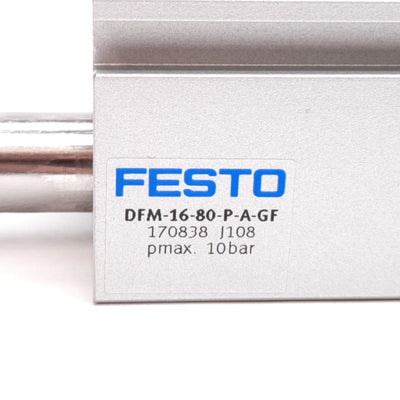 New Festo DFM-16-80-P-A-GF Guided Cylinder, Bore: 16mm, Stroke: 80mm, 10bar, M5x0.8