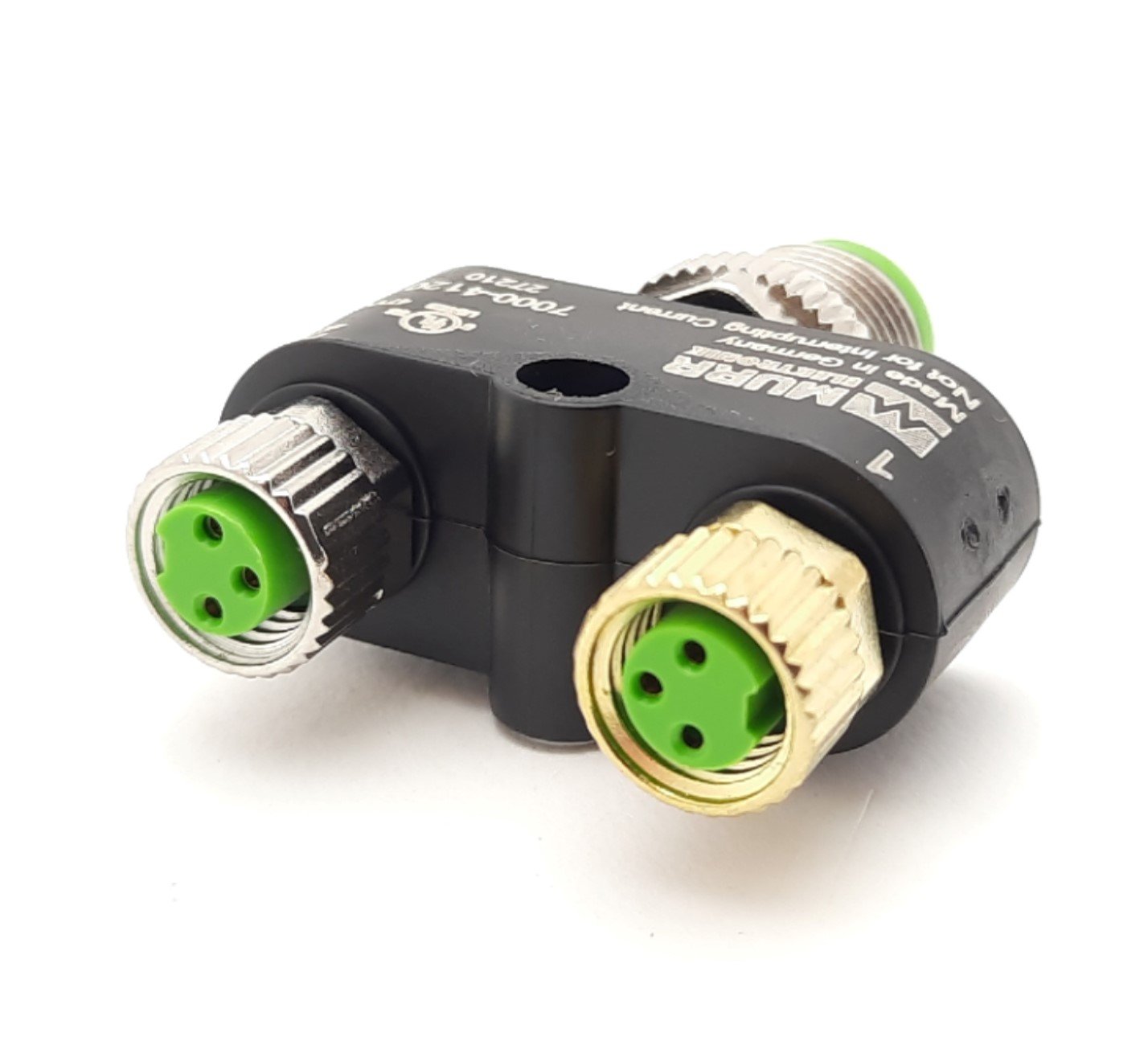 New Lot of 2 Murr 7000-41201-0000000 T-Coupler 50VAC, 60VDC, 4A M8 x 2, M12 x 1 IP67