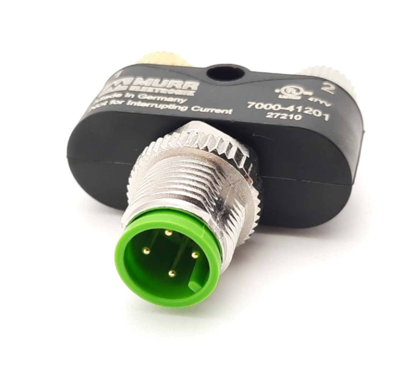 New Lot of 2 Murr 7000-41201-0000000 T-Coupler 50VAC, 60VDC, 4A M8 x 2, M12 x 1 IP67