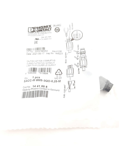 New Lot of 2 Phoenix Contact SACC-M 8MS-3QO-0,5-M Circular Metric Connectors 3 Pin