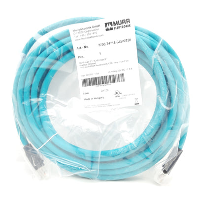 New Murr 7700-74718-S4W0750 Ethernet / Networking Cable 60VDC 1.5A, RJ45 Male, 7.5m