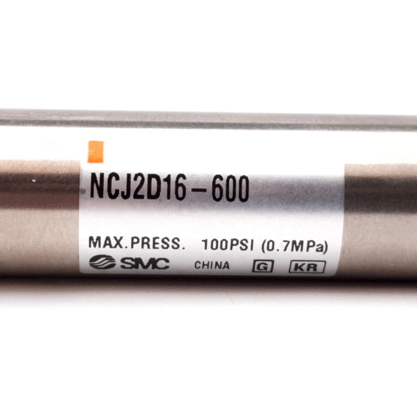 Used SMC NCJ2D16-600 Pneumatic Cylinder, Bore: 5/8", Stroke: 6", 100psi, 10-32UNF