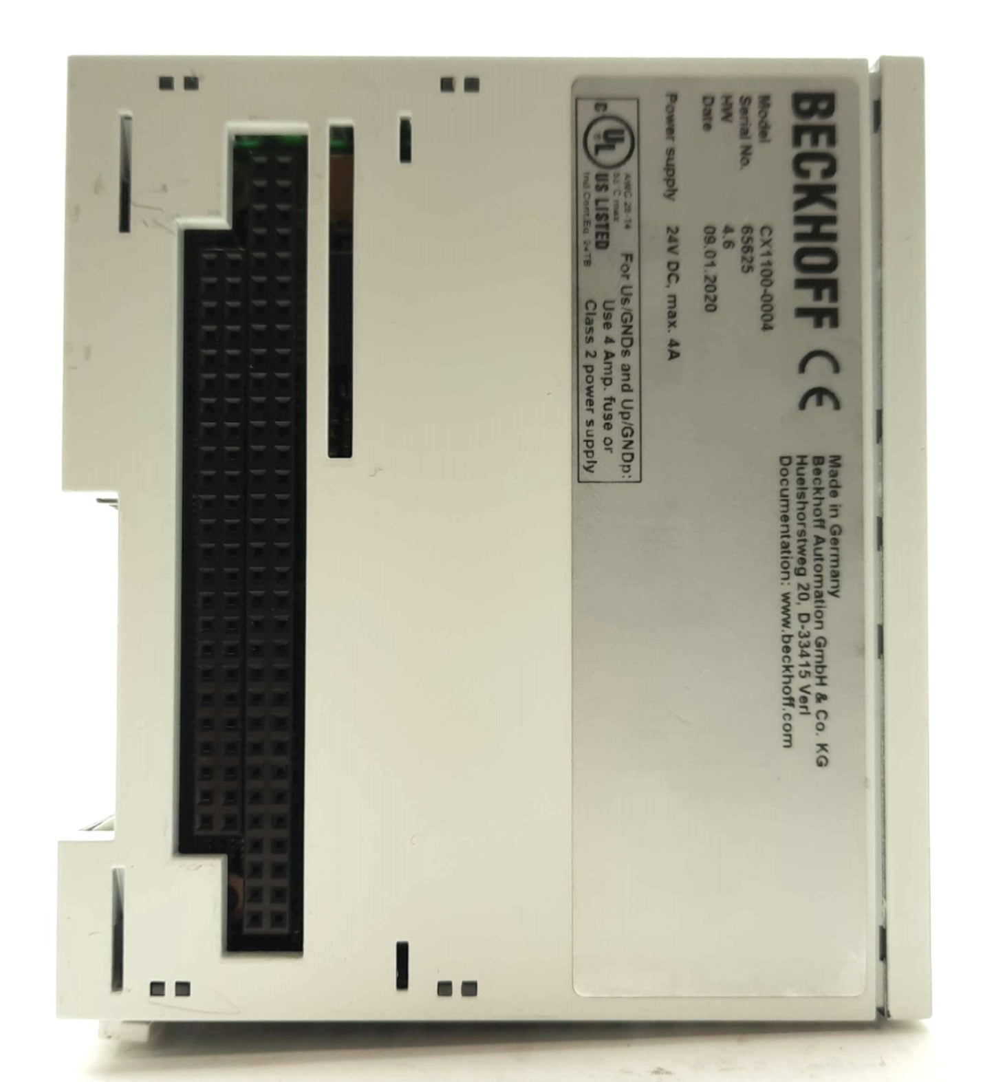 Used BECKHOFF CX1100-0004 PC & I/O Power Supply, 24VDC 4A