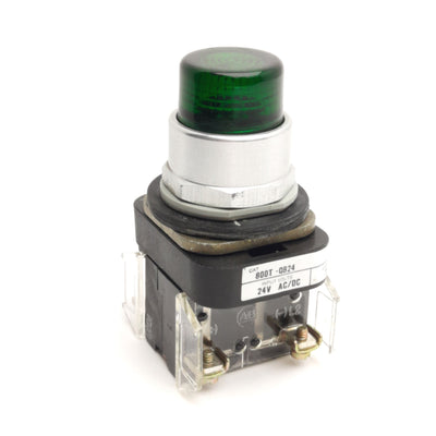 Used Allen Bradley 800T-QB24G Illuminated Pushbutton, Momentary, Green, 600V 10A