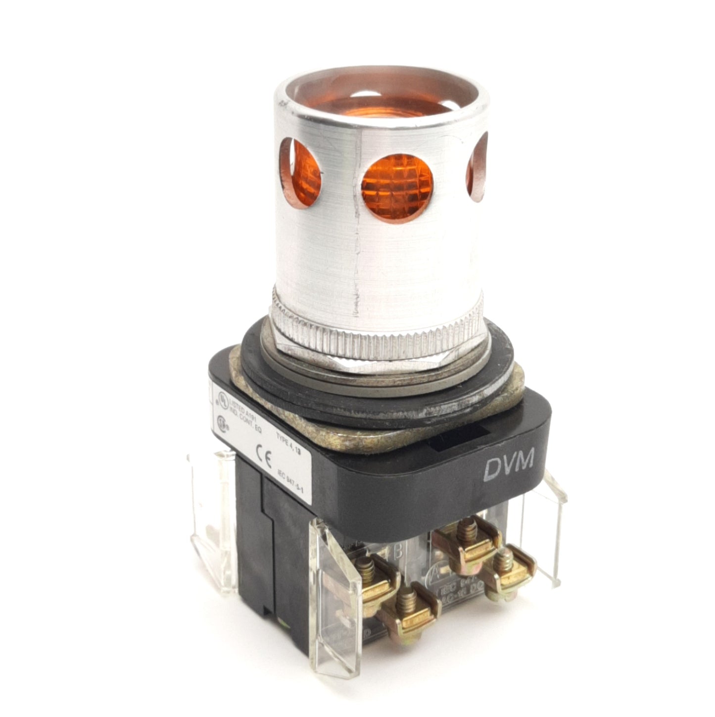 Used Allen Bradley 800T-QB24A Illuminated Pushbutton, Amber, Momentary, 600V 10A