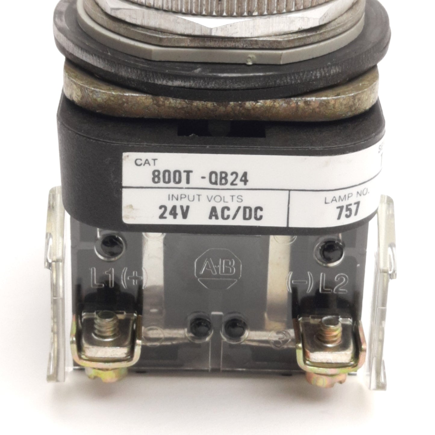 Used Allen Bradley 800T-QB24A Illuminated Pushbutton, Amber, Momentary, 600V 10A