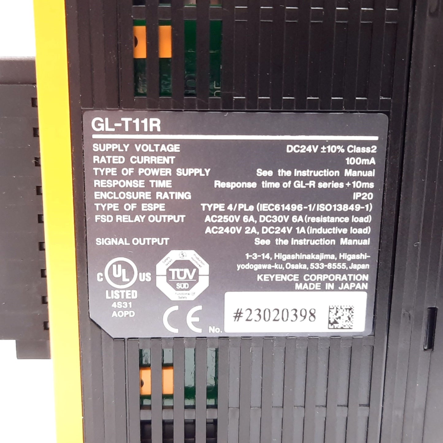 New – Open box Keyence GL-T11R Safety Relay Terminal, Supply: 24VDC, Relay Out: 250VAC 30VDC 6A