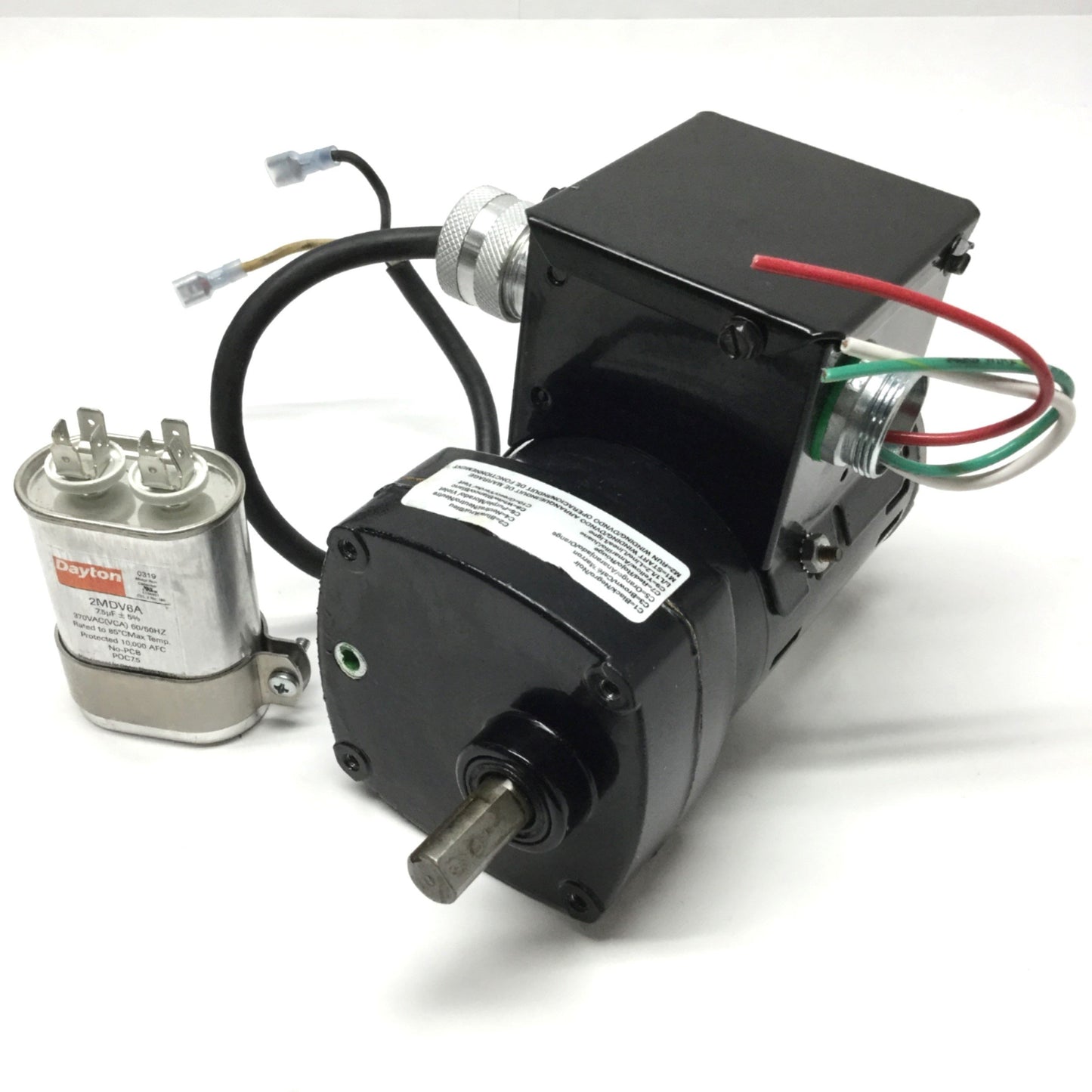 Used Dayton 6A195B Split Capacitor AC Gearmotor 115VAC, 1/20HP, 17:1 Ratio, 95RPM