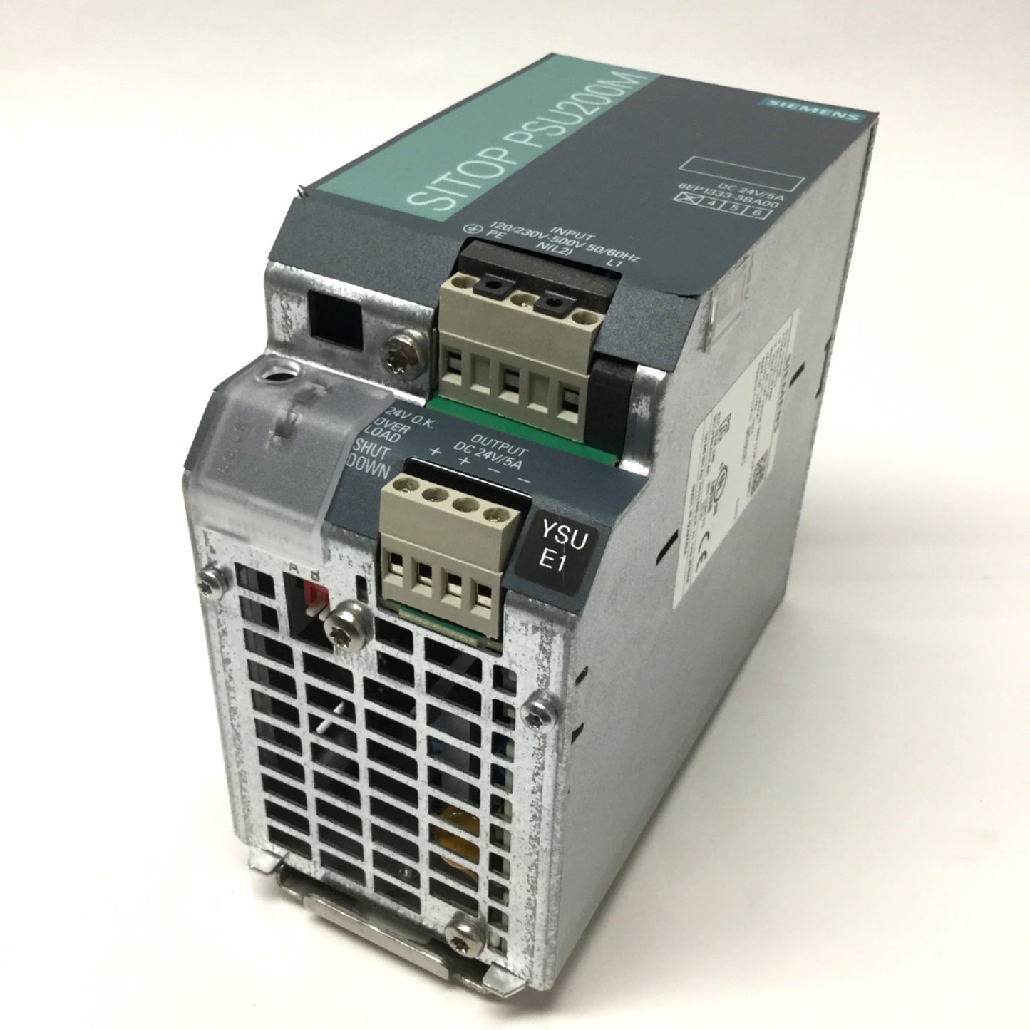 Used Siemens 6EP1333-3BA00 SITOP Power Supply 120/230-500VAC In, 24VDC 5A Out