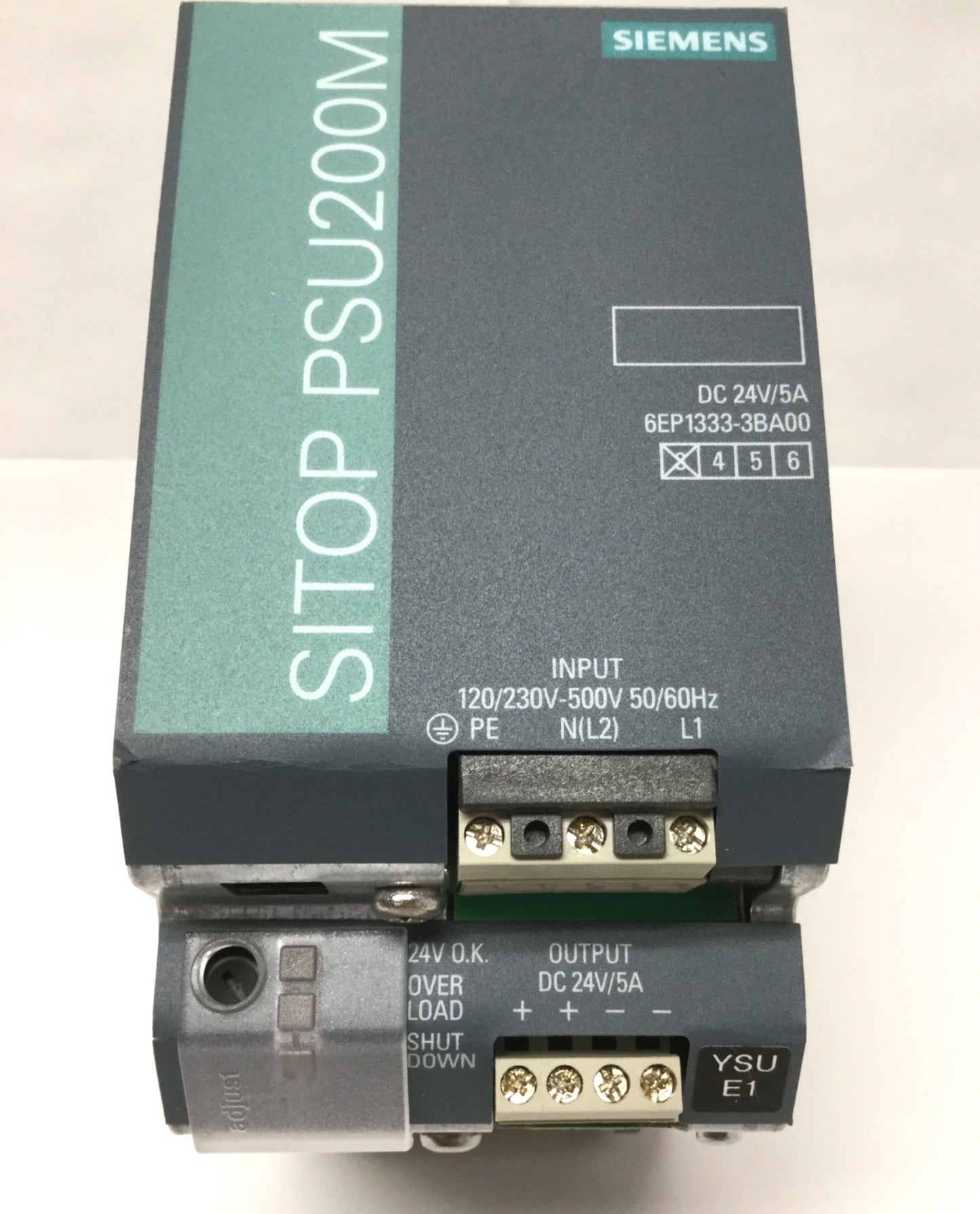 Used Siemens 6EP1333-3BA00 SITOP Power Supply 120/230-500VAC In, 24VDC 5A Out