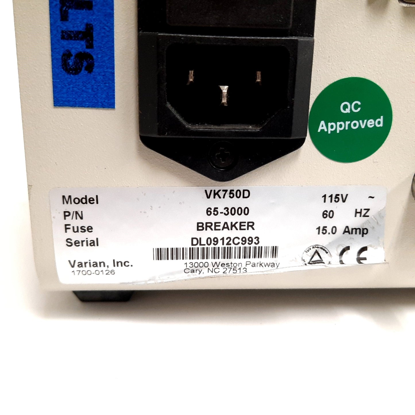 Used Varian VK 750D Heater / Circulator, 115VAC 60Hz, 15A, 5-40°C, 11.36 L/min