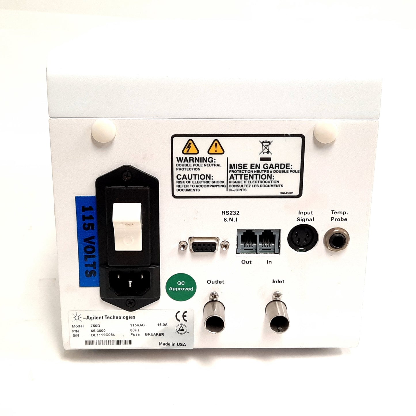Used Agilent 750D Heater / Circulator, 115VAC 60Hz, 15A, 5-40°C, 11.36 L/min