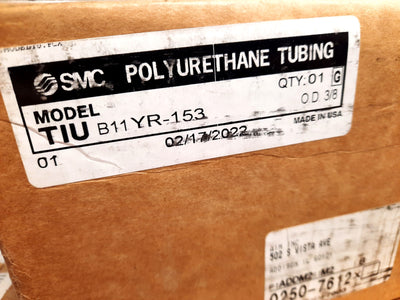 New SMC TIUB11YR-153 Polyurethane Tubing 3/8" OD, 0.25" ID, Orange, 500Ft