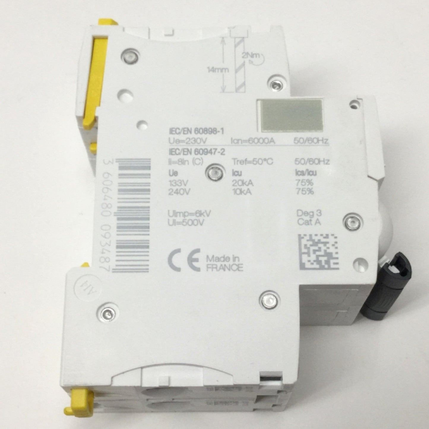 Used Schneider Electric A9F79606 Acti9 iC60N Circuit Breaker, 2-Pole, 230V 6A C-Curve