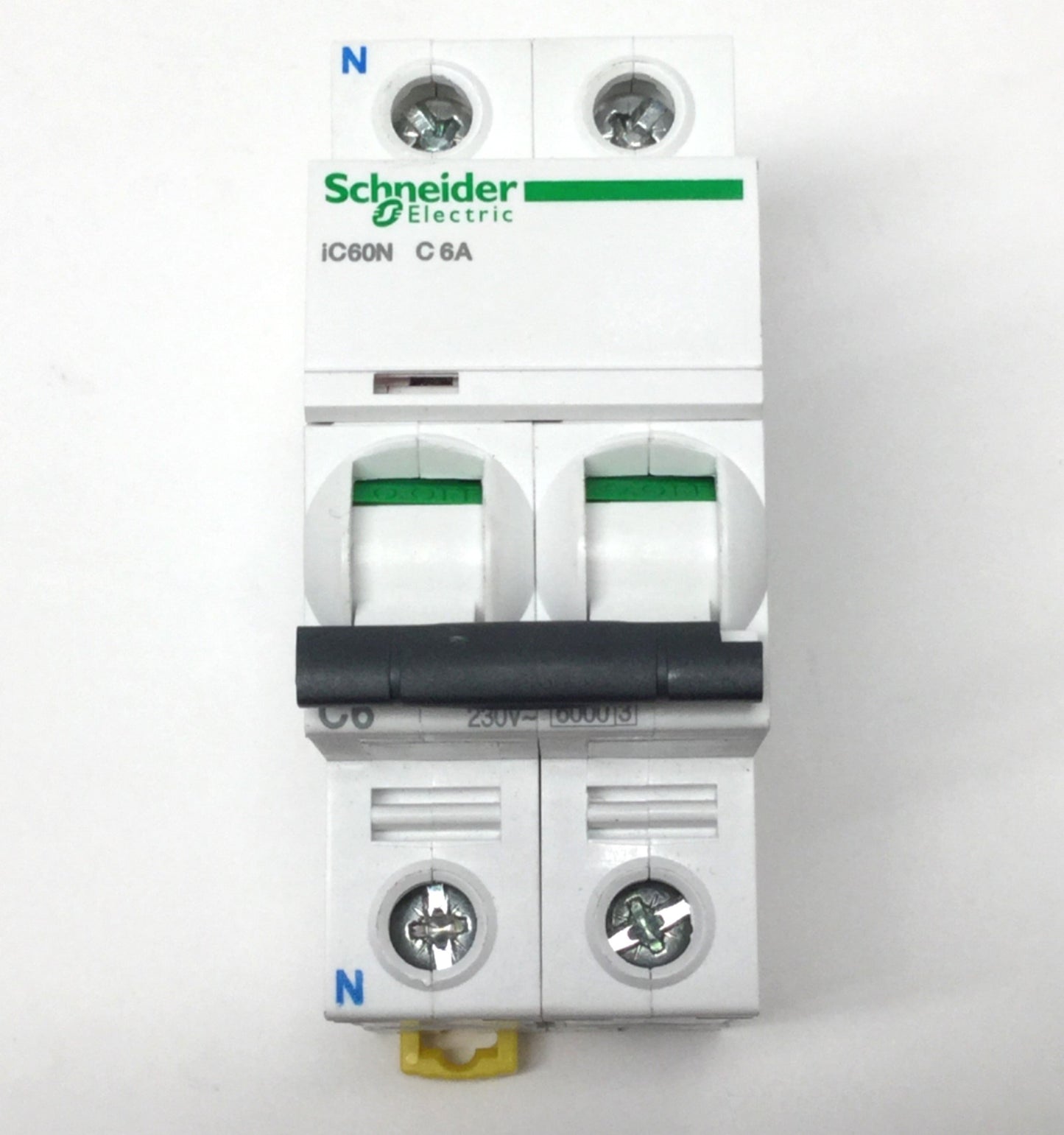 Used Schneider Electric A9F79606 Acti9 iC60N Circuit Breaker, 2-Pole, 230V 6A C-Curve