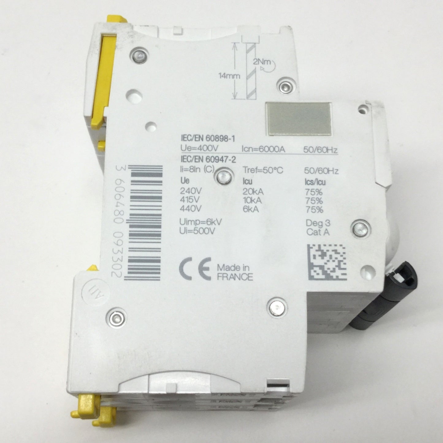 Used Schneider Electric A9F79306 Acti9 iC60N Circuit Breaker, 3-Pole, 400V 6A C-Curve