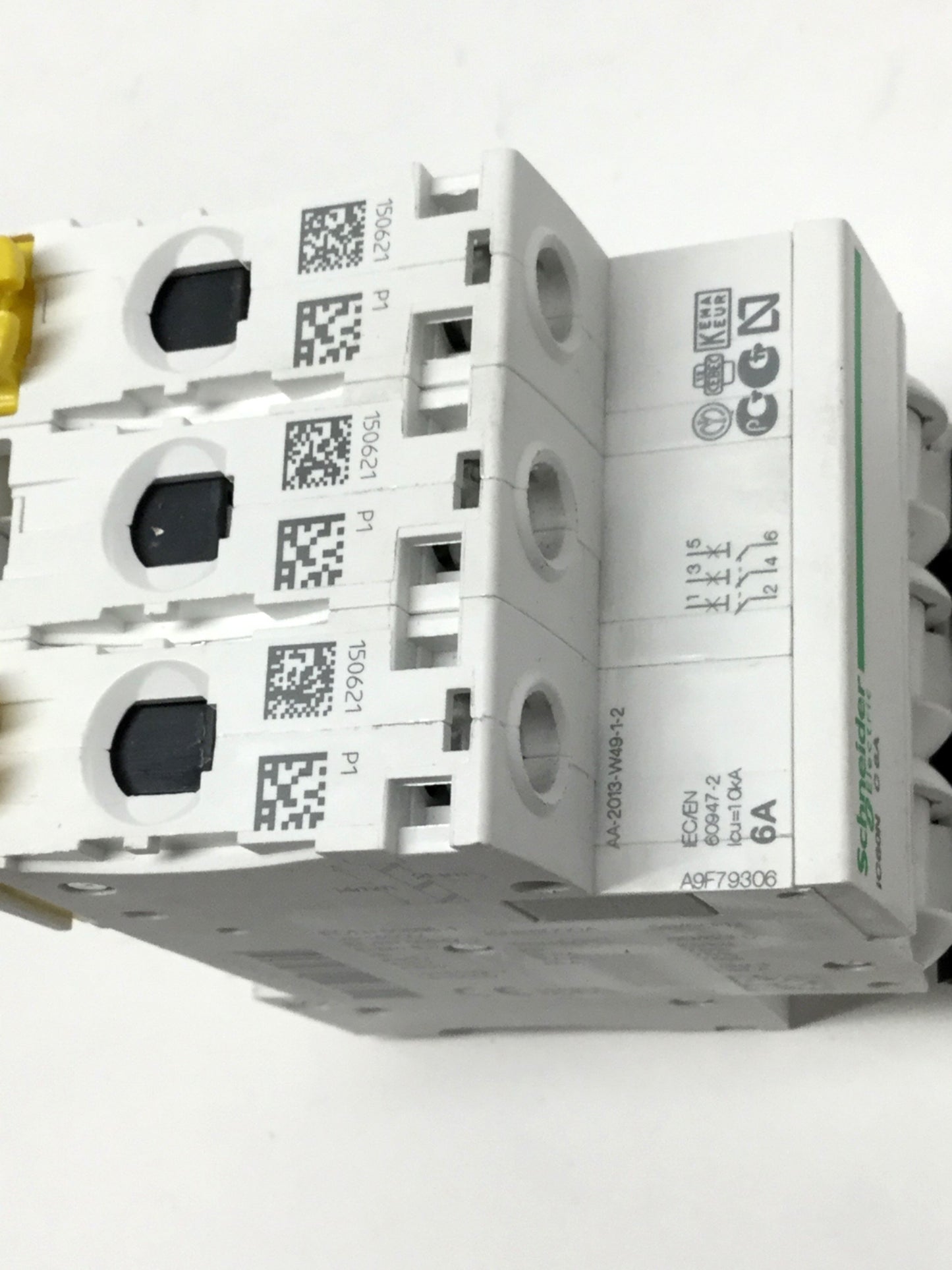 Used Schneider Electric A9F79306 Acti9 iC60N Circuit Breaker, 3-Pole, 400V 6A C-Curve