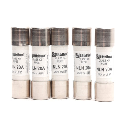 New – Open box Lot of 5 Littelfuse NLN20A Fuses, Class K5, 20A, 250V AC/DC, 50kA AC, 20kA DC