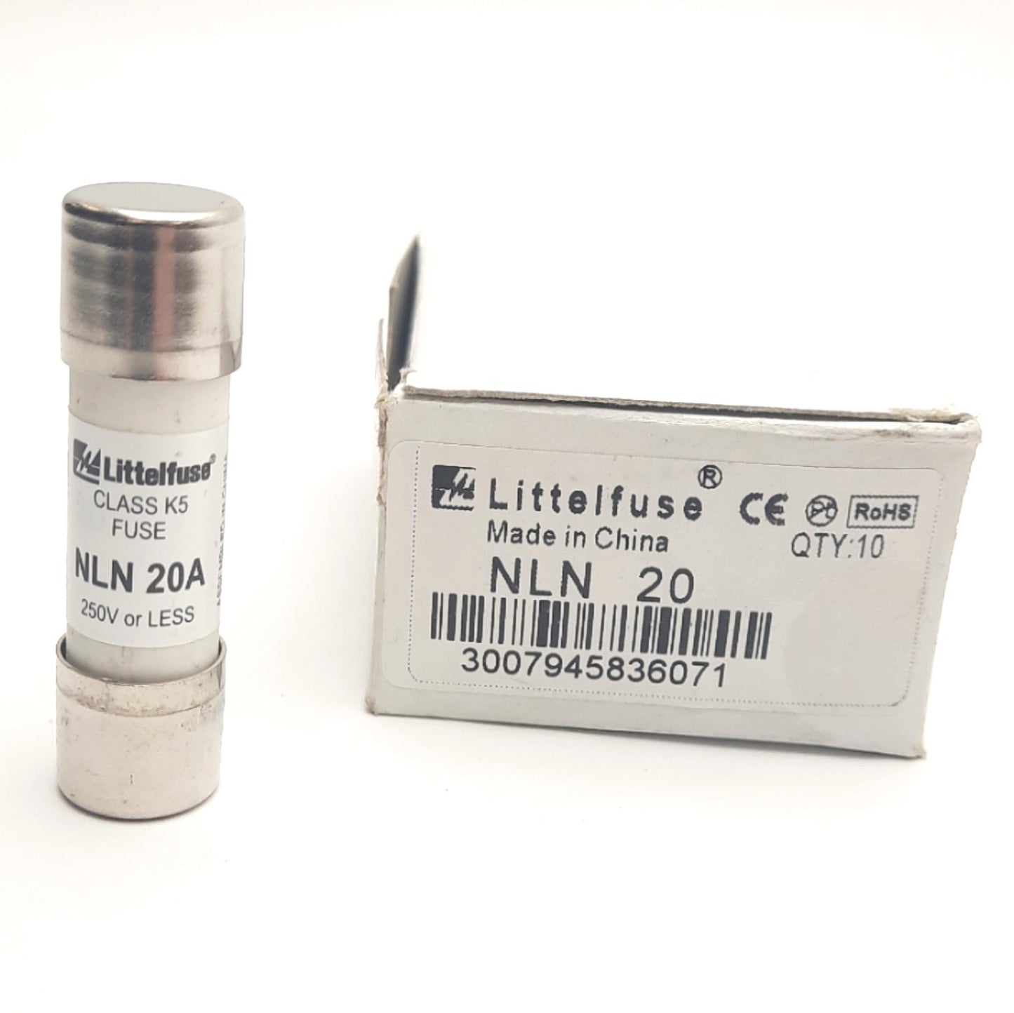 New Lot of 10 Littelfuse NLN20A Fuses, Class K5, 20A, 250V AC/DC, 50kA AC, 20kA DC