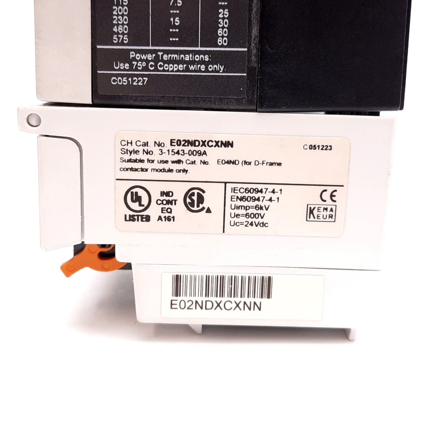 Used Eaton Cutler Hammer E04ND85X3N Contactor, 3-Pole, With E02NDXCXNN Coil 24VDC