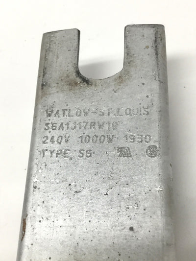 Used Watlow SGA1J17RW10 Finned Strip Air Heater Element, 17-7/8" Long, 1000W, 240VAC