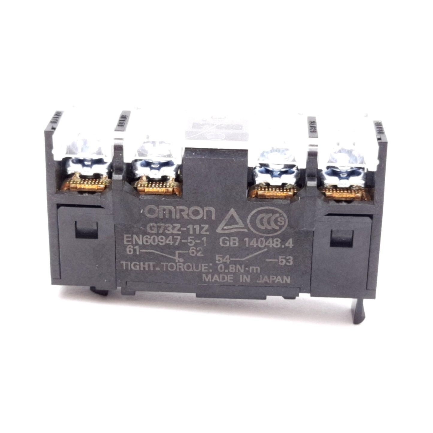 Used Omron G73Z-11Z Auxiliary Contact Block, 1x N/O 1x N/C Contacts, 0.5A 480VAC