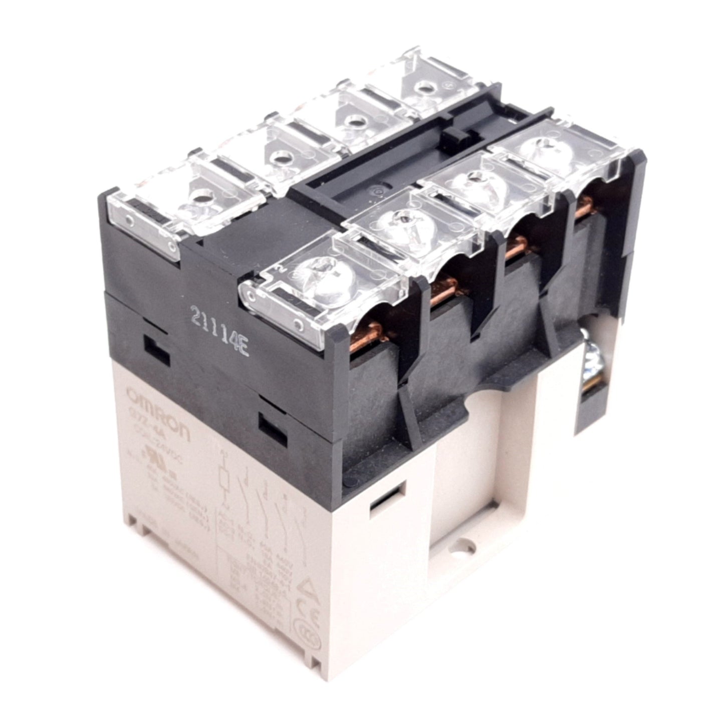 Used Omron G7Z-4A Relay, 4-Pole N/O, Coil: 24VDC, Rating: 40A 440VAC, DIN Rail
