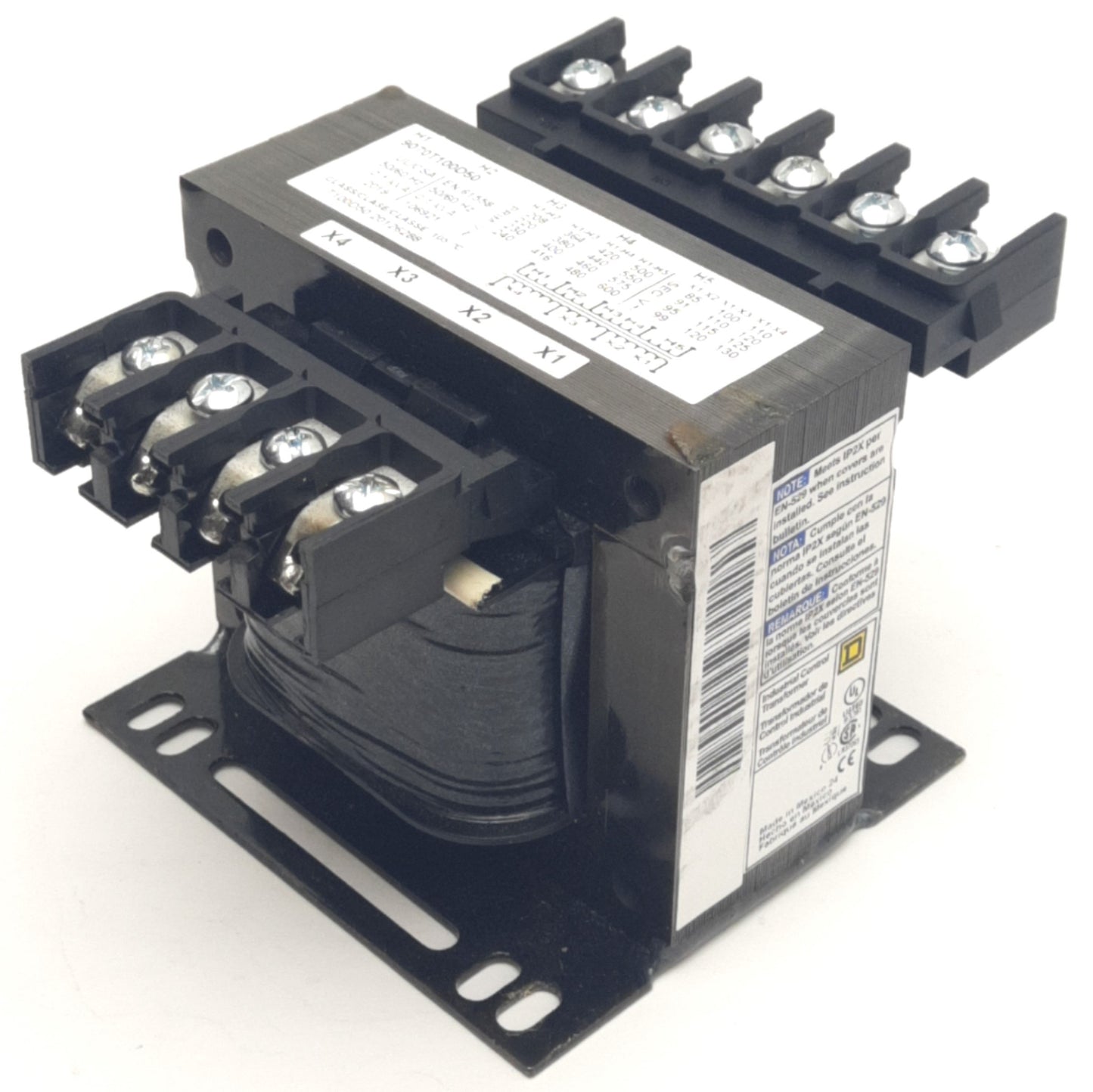 New Schneider Electric 9070T100D50 Transformer, In: 208/600V, Out: 85/130V, 0.1 kVA