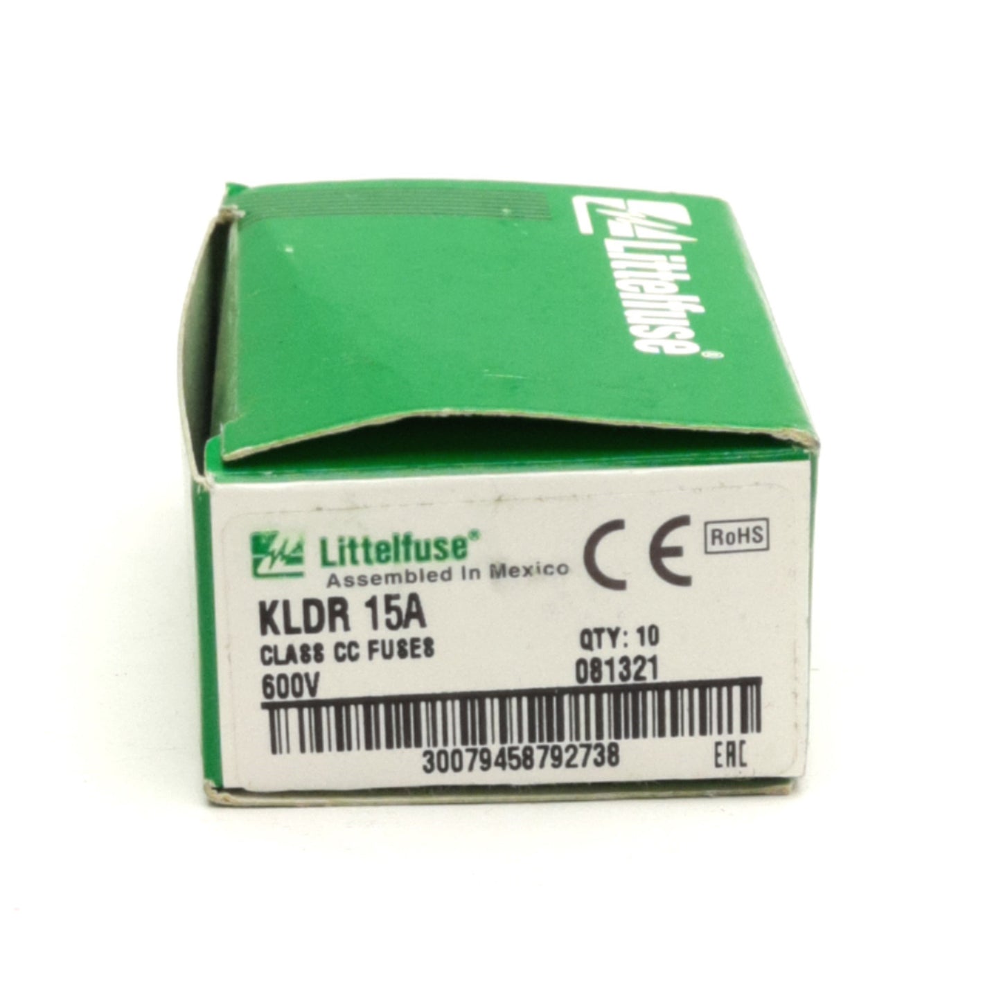 New Lot of 10 Littelfuse KLDR 15A Class CC Time Delay Fuse, 600 V AC, 200kA Capacity