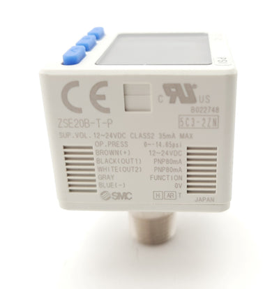 New SMC ZSE20B-T-P Digital Pressure Switch 12-24VDC 35mA, 0 to -14.65Psi, PNP