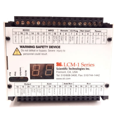 Used Sti 70116-1000 LCM-1 Light Curtain Safety Controller, PNP, 24VDC 1.7A, DIN Mount