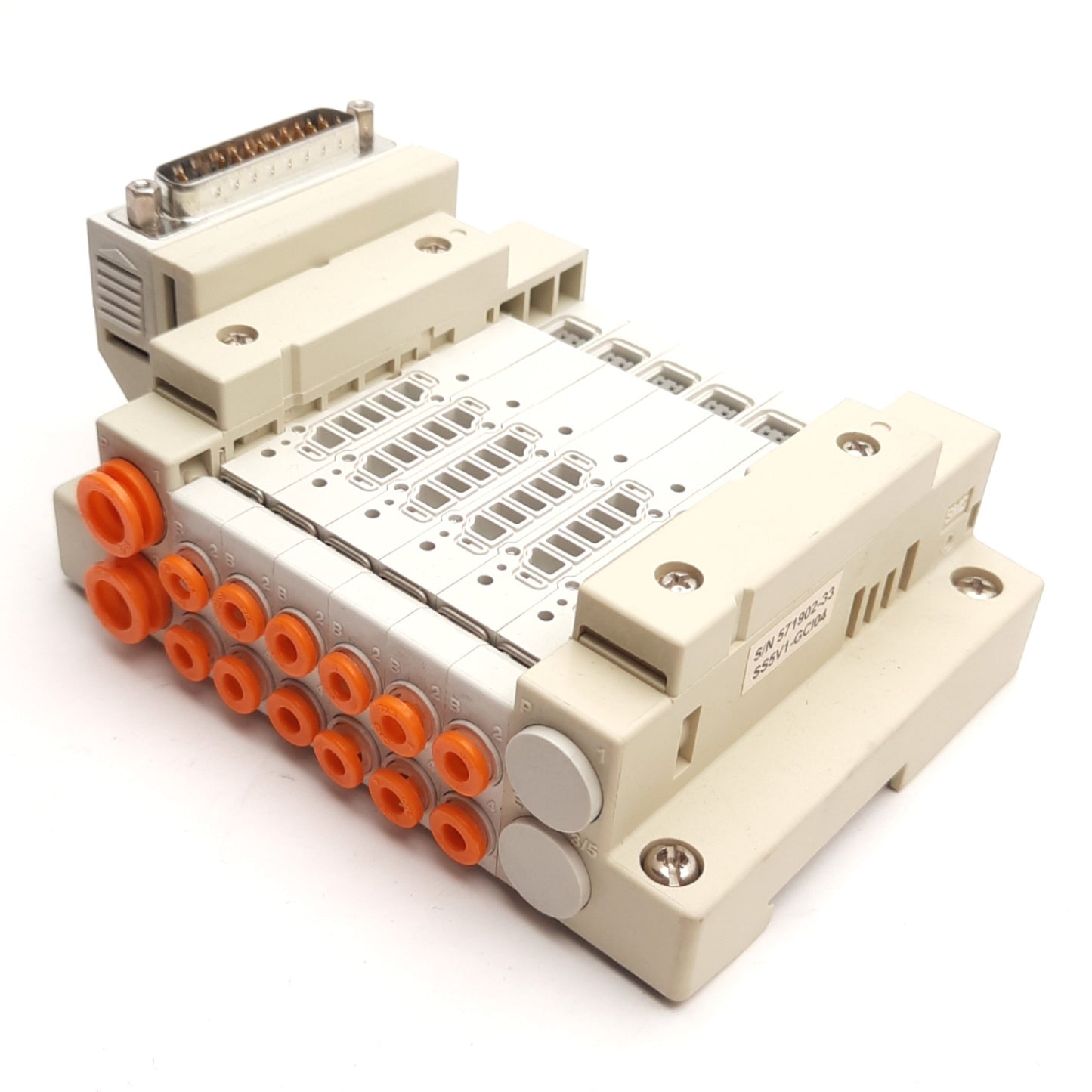 Used SMC SS5V1-16FD1-06-C4-D0 Cassette Base Manifold, 6 Stations, D-Sub Connector