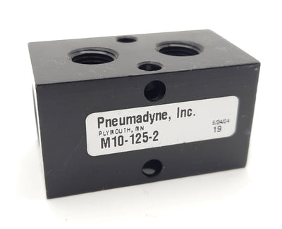 New – Open box Lot of 2 Pneumadyne M10-125-2 Manifold, 2-Station, 2 x 1/4"NPT to 2 x 1/8"NPT