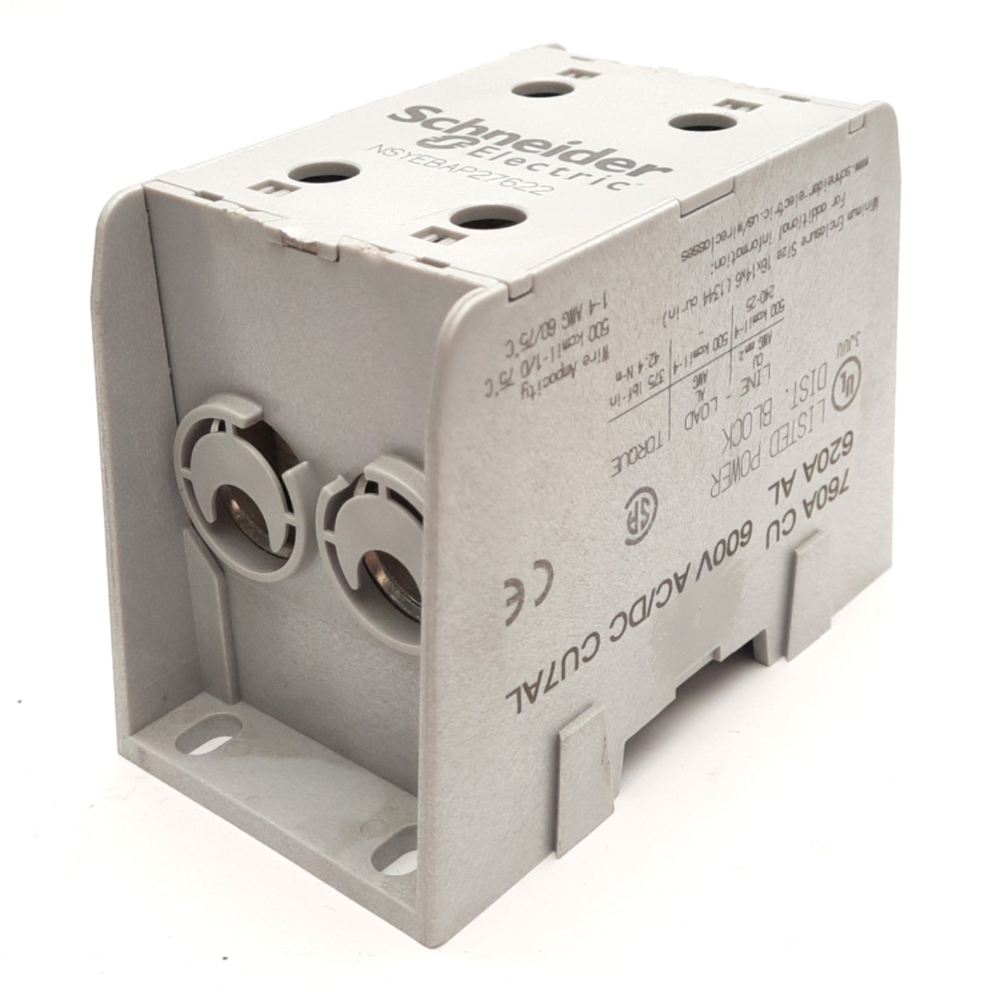 New – Open box Schneider Electric NYSEBAP27622 Power Distribution Block, 760A 600V Max