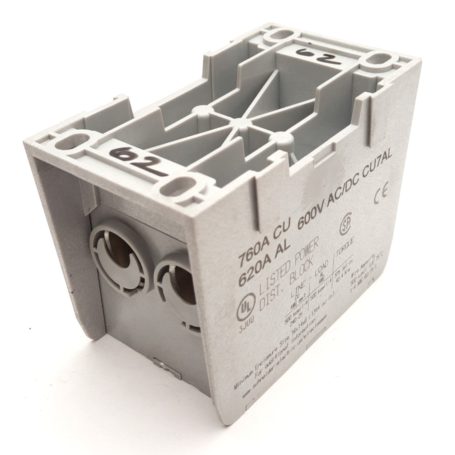 New – Open box Schneider Electric NYSEBAP27622 Power Distribution Block, 760A 600V Max
