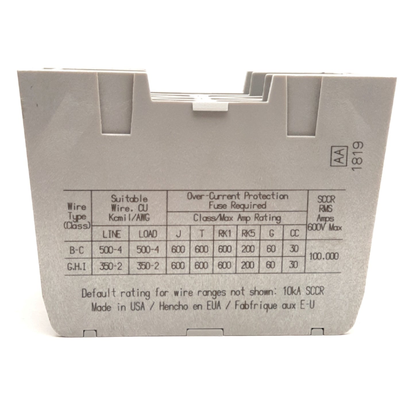 New – Open box Schneider Electric NYSEBAP27622 Power Distribution Block, 760A 600V Max