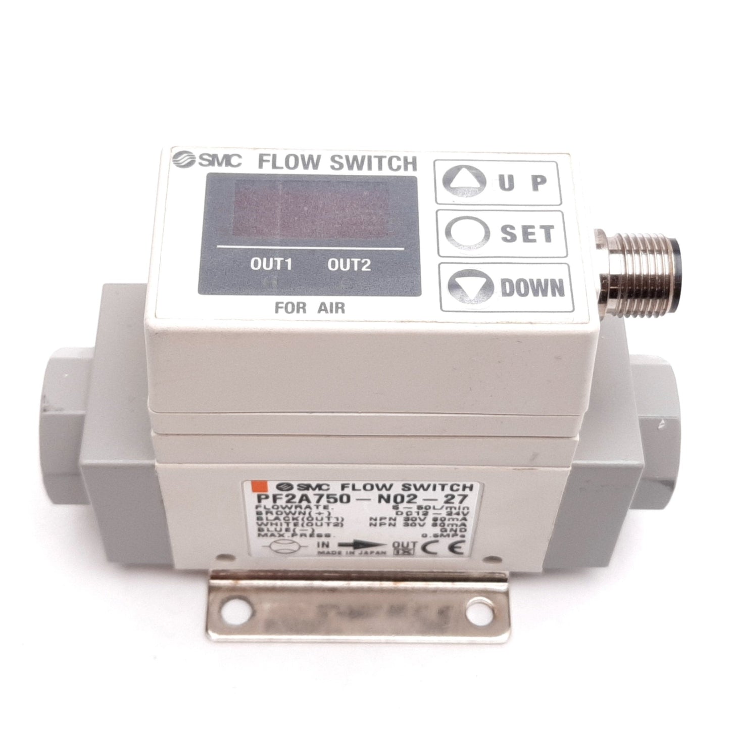 Used SMC PF2A750-N02-27 Digital Air Flow Switch, Flow Rate: 5-50L/min, 12-24VDC