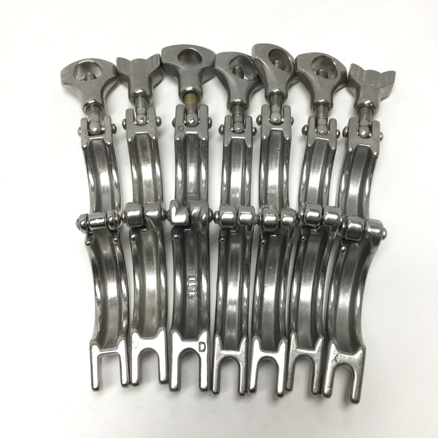 Used Lot of 7 13MHHM Stainless Steel Heavy Duty Sanitary Tri-Clamp Fittings 1"/1.5"