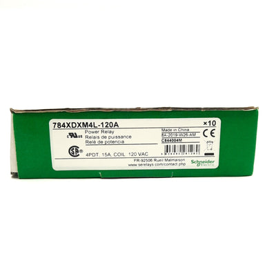 New Lot of 10 Schneider Electric 784XDXM4L-120A Power Relay, 15A, 120 VAC, 4PDT