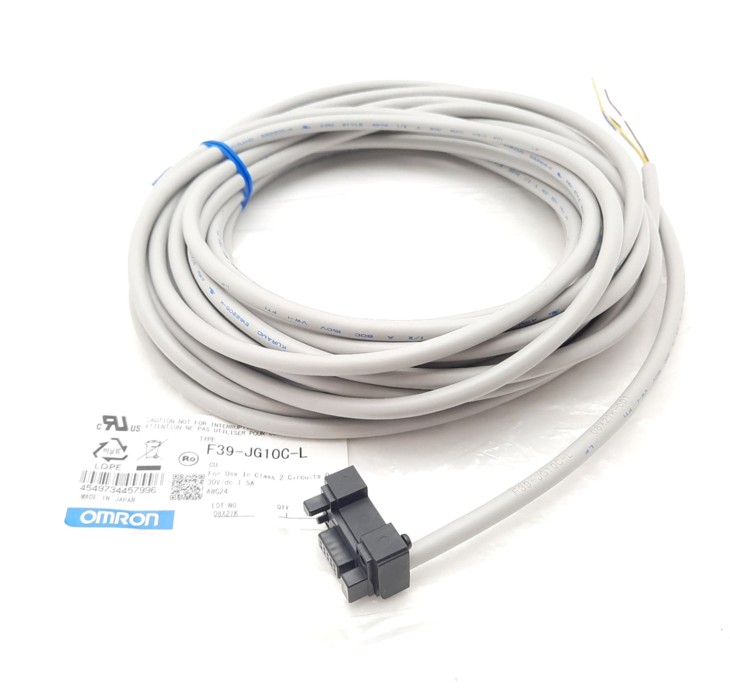 New Omron F39-JG10C-L Safety Light Curtain Root Cordset, 10m Length, 30VDC 1.5A