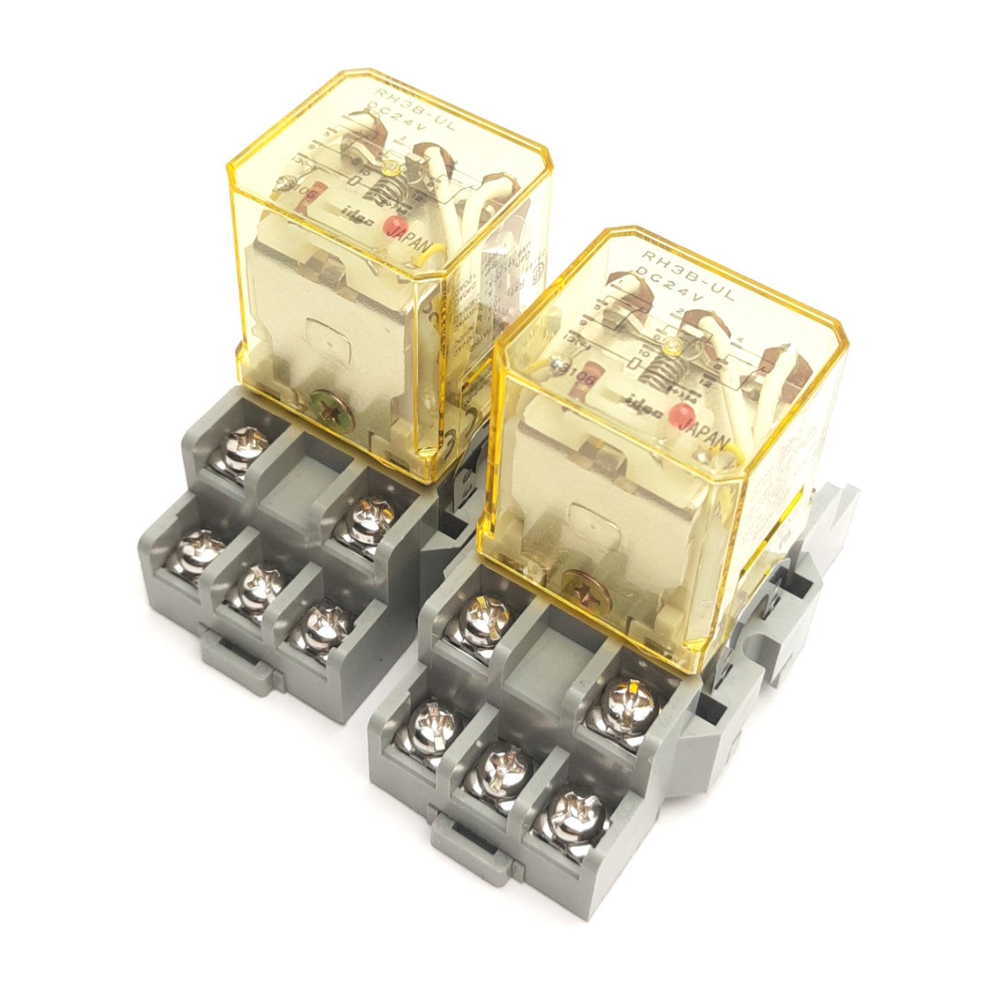 Used Lot of 2 IDEC RH3B-UL DC24V Ice Cube Control Relay, 24VDC Coil, 3PDT, 3-Pole