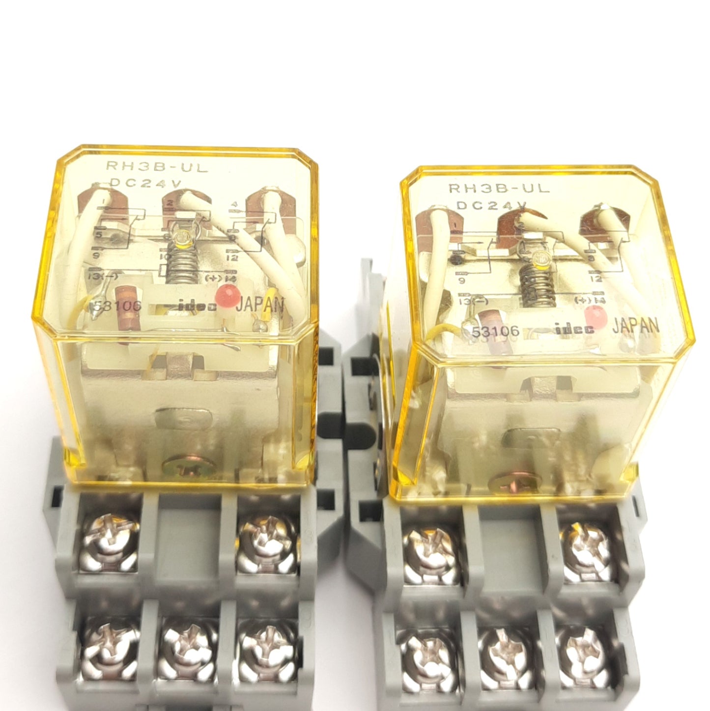 Used Lot of 2 IDEC RH3B-UL DC24V Ice Cube Control Relay, 24VDC Coil, 3PDT, 3-Pole