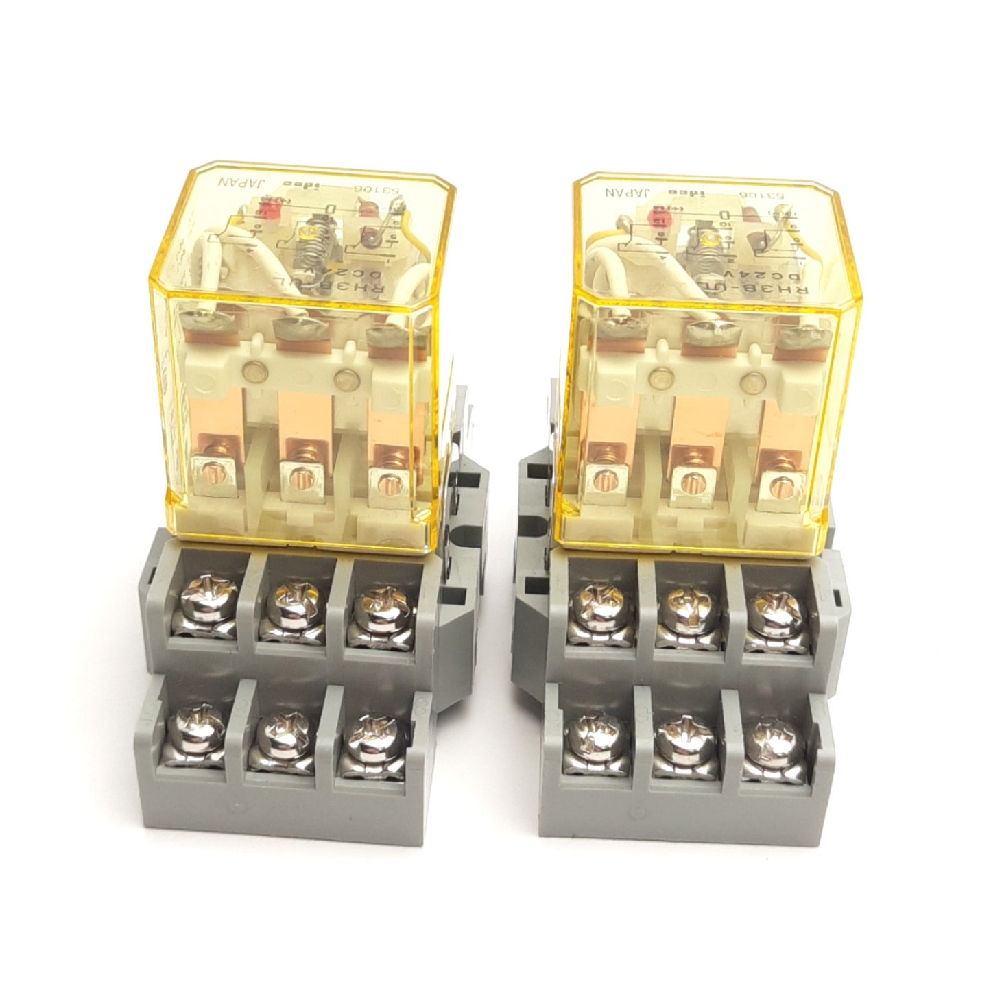 Used Lot of 2 IDEC RH3B-UL DC24V Ice Cube Control Relay, 24VDC Coil, 3PDT, 3-Pole